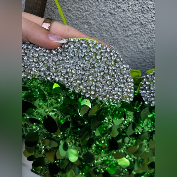 H&M Studio Green Sequined Embellished mini Dress Designer Re-enchantment - Picture 10 of 16